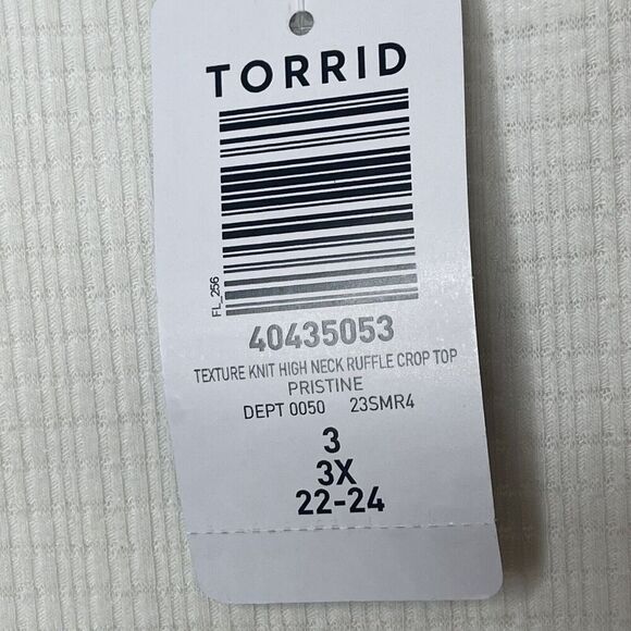 Torrid 3x Or 22/24 Texture Knit High Neck Ruffle Crop Top Off White Boho Cottage - Picture 5 of 6